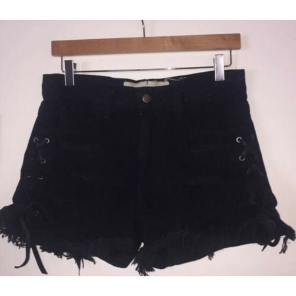 Jen’s Pirate Booty Lace Up Black Denim Shorts